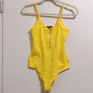 NWT! Ambiance Yellow Zip Front Snap Closure Bodysuit!